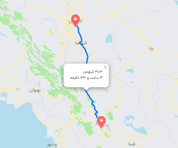 مسافت اصفهان تا شیراز
